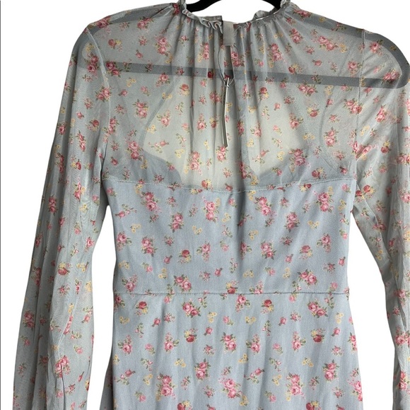 ASOS Mesh Floral Long Sleeve With Diamond Cut Out On The Chest / Size-6 - Picture 10 of 11